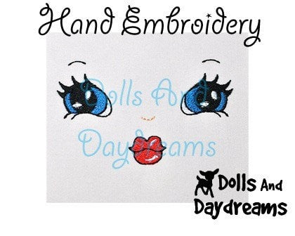 Hand Embroidery Or Painting Retro Doll Face Pattern - Dolls And Daydreams - 3