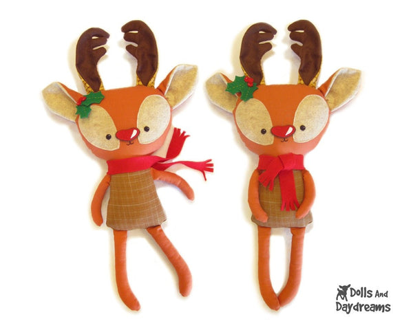 Rudolph Reindeer Sewing Pattern - Dolls And Daydreams - 1