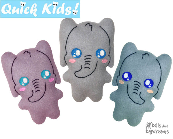 Quick Kids Elephant Sewing Pattern Teach your Kids to Sew by Dolls And Daydreams