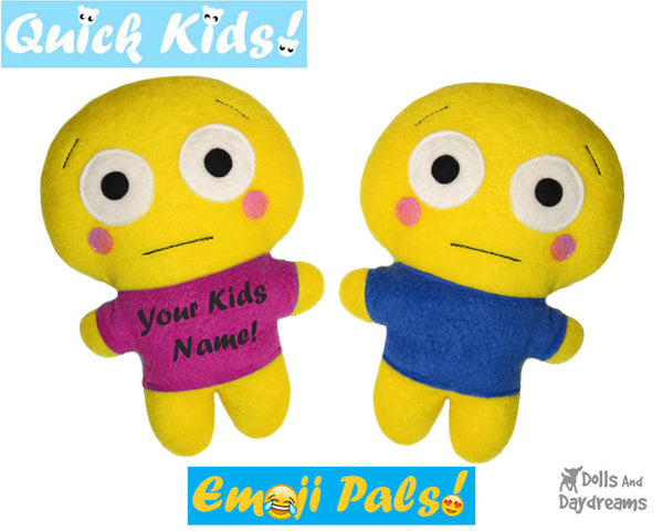 Quick Kids Embarrassed Emoji Sewing Pattern by Dolls And Daydreams Easy DIY Soft Toy plushie