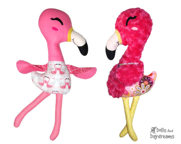 Flamingo Soft Toy Sewing Pattern DIY kids Toy by Dolls And Daydreams