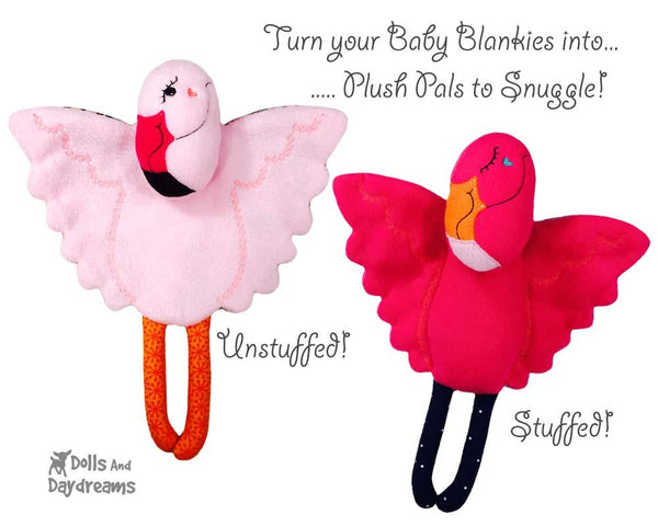 Flamingo Machine Embroidery Baby Blanket and soft toy Pattern by Dolls And Daydreams In The Hoop Fun