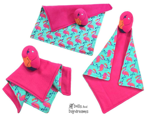 Flamingo Machine Embroidery Baby Blanket and soft toy Pattern by Dolls And Daydreams  ITH