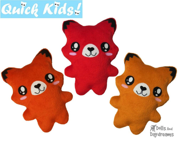 Quick Kids Fox Sewing Pattern by dolls and daydreams easy fast DIY soft toy