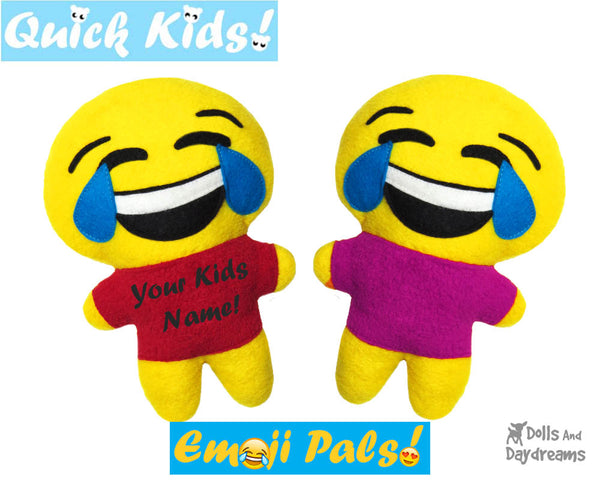 Quick Kids Happy Cry Emoji Sewing Pattern by Dolls And Daydreams Easy DIY Soft Toy plushie