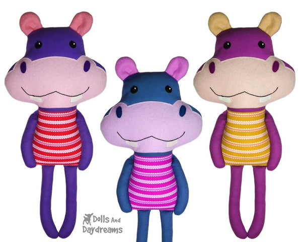 Hippo Sewing Pattern Kids DIY Softie Dolls And Daydreams