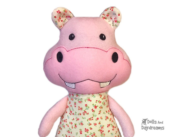 Hippo In The Hoop Machine Embroidery Pattern Kids DIY Softie Dolls And Daydreams