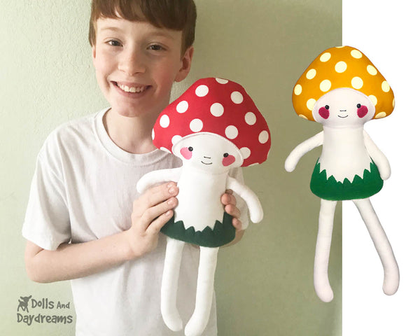 ITH Big Mushroom Babies plush stuffie Pattern In the Hoop soft toy by Dolls And Daydreams 