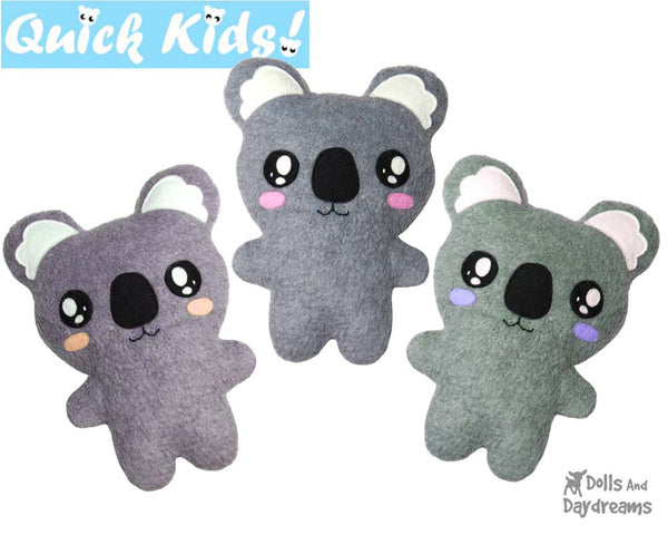 Quick Kids Koala Sewing Pattern b y Dolls And Daydreams