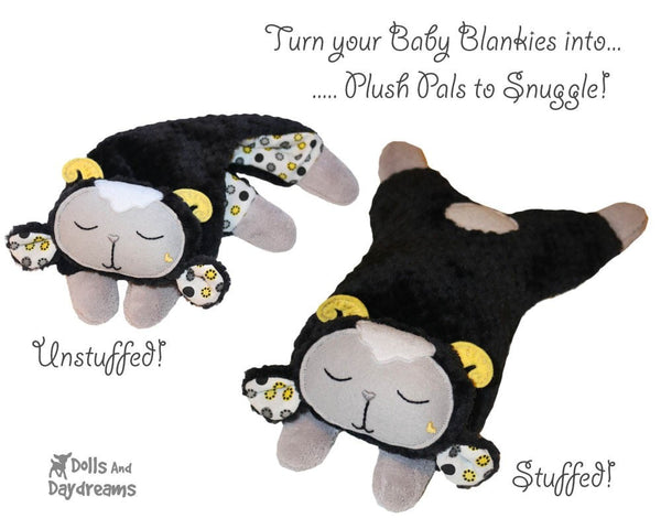 Sheep Baby Security Blanket plush toy Machine Embroidery Pattern for In the Hoop