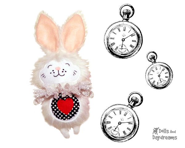 White Rabbit Alice in wonderland soft toy Sewing Pattern - Dolls And Daydreams 