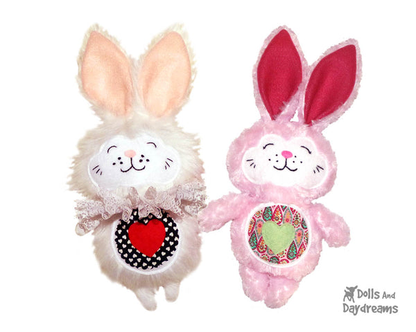 Love Bunny Sewing Pattern by Dolls And Daydreams White rabbit DIY softie pattern 
