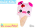 Quick Kids Ice Cream Pig Sewing Pattern PDF  kawaii plush diy by Dolls and Daydreams