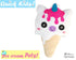 Quick Kids Ice Cream Unicorn Sewing Pattern PDF  kawaii plush diy by Dolls and Daydreams
