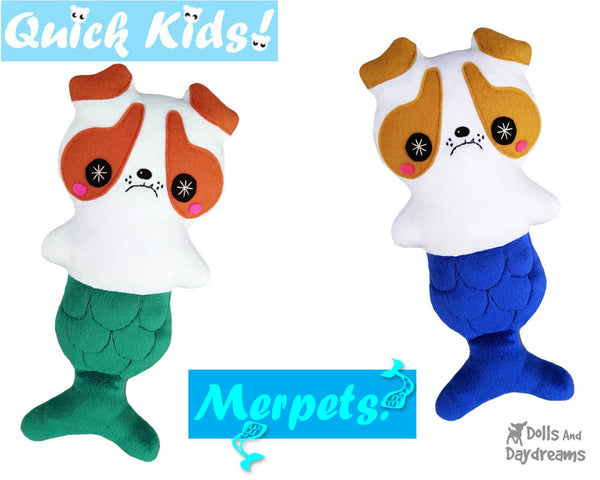 Quick Kids MerPup Doll Sewing Pattern Mermaid Puppy by Dolls And Daydreams dog mer pup 