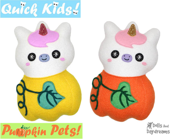 Quick Kids Pumpkin Unicorn Sewing Pattern by Dolls And Daydreams pdf 