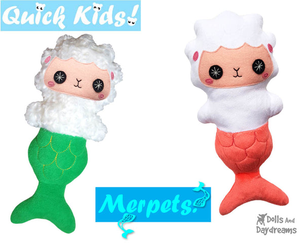 Quick Kids MerLmab Doll Sewing Pattern Mermaid Lamb Sheep by Dolls And Daydreams