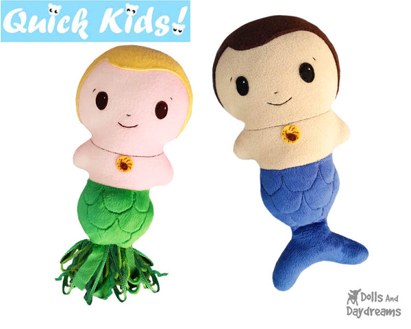 Quick Kids Merman Doll Sewing Pattern by Dolls And Daydreams