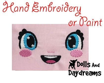 Hand Embroidery Or Painting Bubble Eyes Doll Face Pattern