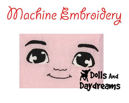 Machine Embroidery Mini Manga Boy Doll Face Pattern