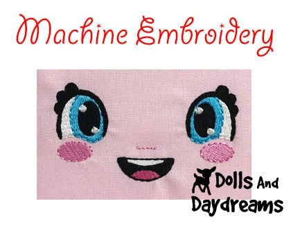 Machine Embroidery Bubble Eyes Doll Face Pattern
