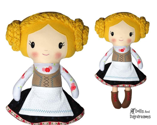 Princess Leia Heidi Easy Cloth Doll Sewing Pattern by Dolls And Daydreams