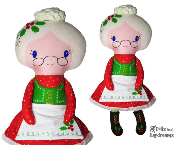 Mrs. Claus Christmas Rag Doll Sewing Pattern by Dolls And Daydreams