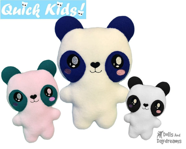 ITH Quick Kids Panda machine embroidery Pattern