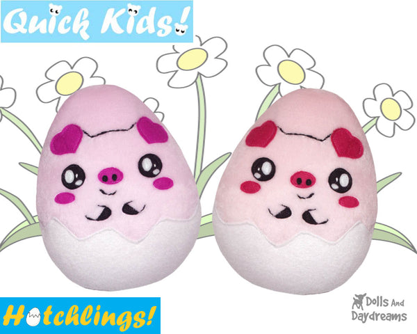 Quick Kids Pig Hatchling Softie Sewing Pattern soft toy Plushie diy by Dolls And Daydreams