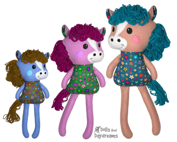 ITH Yarn Hair Horse Machine Embroidery Pattern DIY Kids Soft Plush Toy by Dolls And Daydream