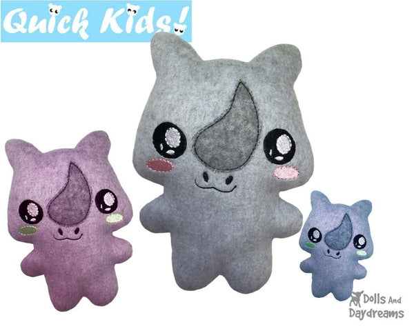ITH Quick Kids Rhino machine Embroidery Pattern by Dolls And Daydreams
