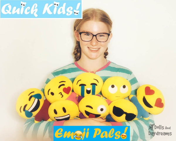 Quick Kids Emoji Plush soft toy Sewing Pattern easy DIY sew it yourself easy stitch