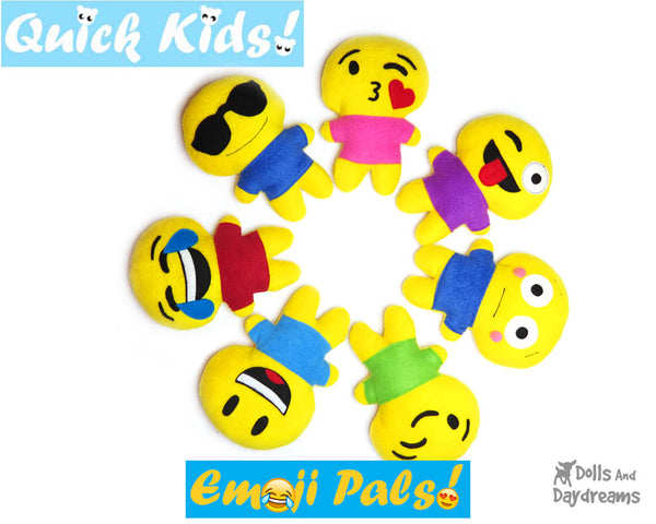 Quick Kids Emoji Sewing Patterns by Dolls And Daydreams
