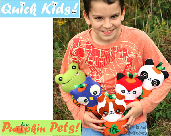Pumpkin Pets Sewing Pattern PDF  kawaii plush diy by Dolls and Daydreams