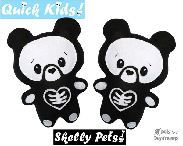 Quick Kids Skelly Teddy Sewing Pattern by Dolls And Daydreams