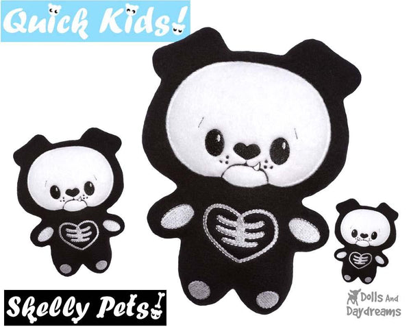 ITH Quick Kids Skelly Puppy Pattern In The Hoop Softie by Dolls And Daydreams