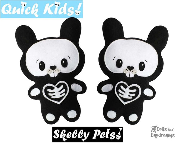 Quick Kids Skelly Bunny Rabbit Sewing Pattern skeleton pet diy kids toy by Dolls And Daydreams