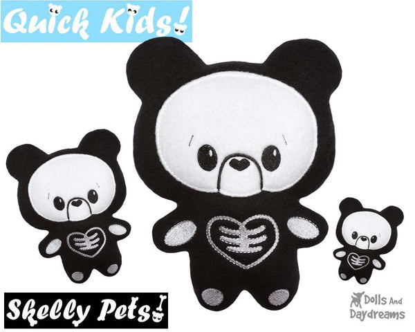 Quick Kids Skelly Teddy In The Hoop Pattern by Dolls And Daydreams