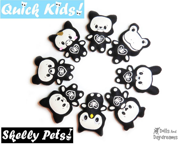 Quick Kids Skelly Pets Soft toy Sewing Pattern by Dolls And Daydreams