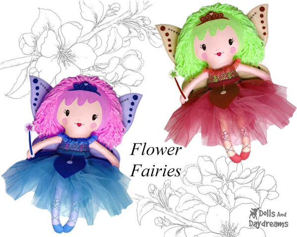 Flower Fairy Doll Sewing Pattern by Dolls And Daydreams DIY Kids Toy Gift