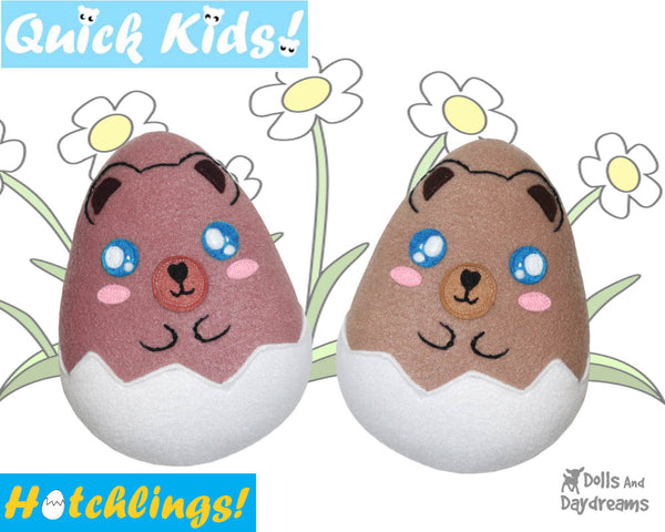 Quick Kids Teddy Bear Hatchling Easter Egg Softie Sewing Pattern Plush Toy by Dolls And Daydreams