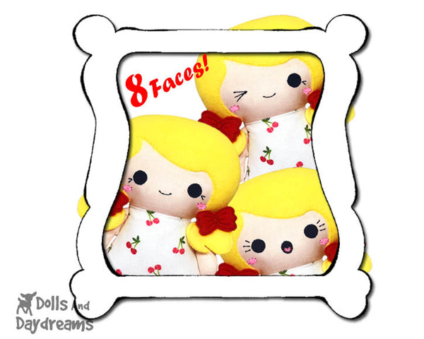 Hand Embroidery Or Painting Tiny Tot Doll Faces Pattern Pack