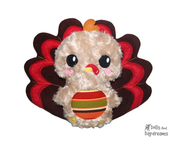 Thanksgiving Turkey Sewing Softie Pattern kids diy toy by dolls and daydreams 