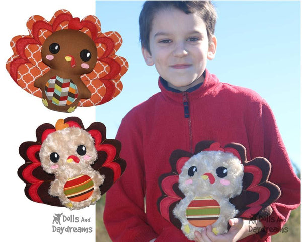 Turkey PDF Sewing Softie Pattern kids diy toy by dolls and daydreams