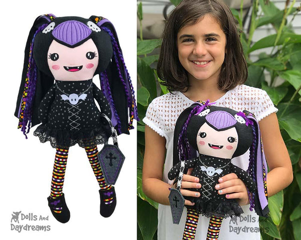 ITH Vampire Girl Doll Machine Embroidery In the Hoop  Pattern by Dolls And Daydreams