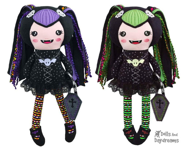 ITH Vampire Girl Doll Machine Embroidery Pattern by Dolls And Daydreams