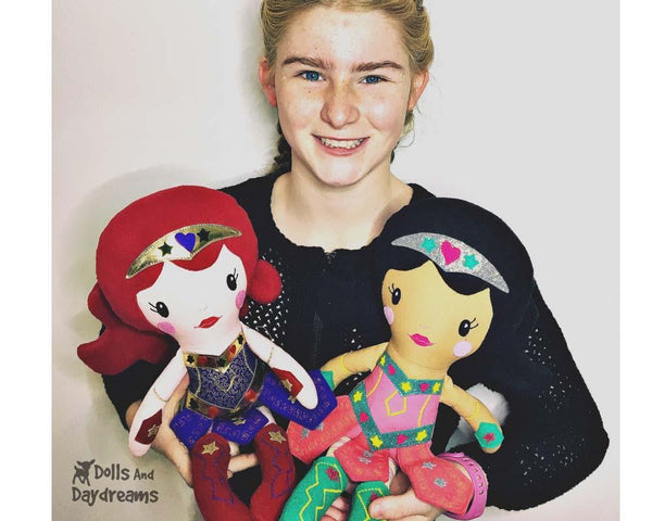 Warrior Princess Cloth Doll Sewing DIY Girl Superhero Pattern by Dolls And Daydreams