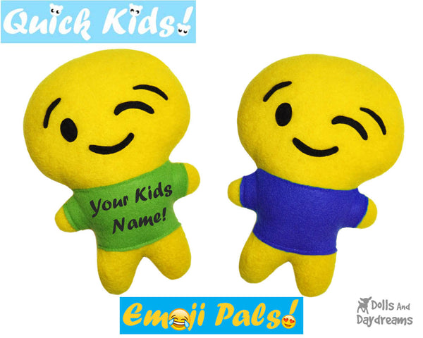 Quick Kids Wink Emoji Sewing Pattern by Dolls And Daydreams Easy DIY Soft Toy plushie