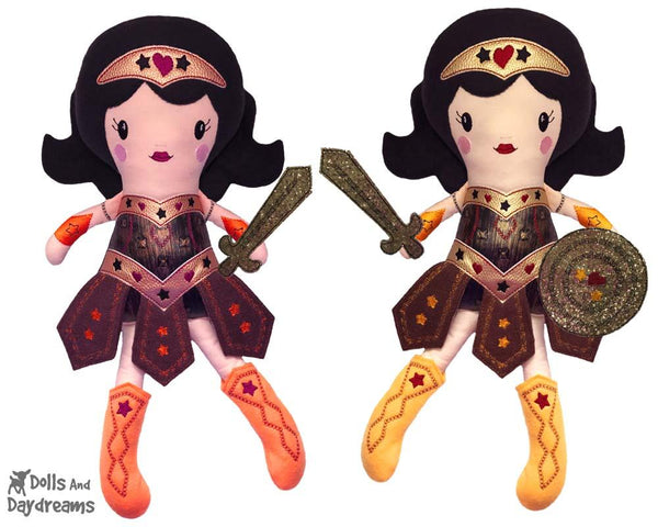 Machine Embroidery Warrior Princess Pattern by Dolls And Daydreams DIY In The Hoop 