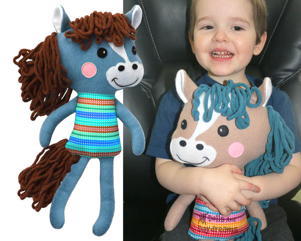 Yarn Hair Horse Softie Sewing Pattern DIY Kids Plushie Toy by Dolls And Daydream